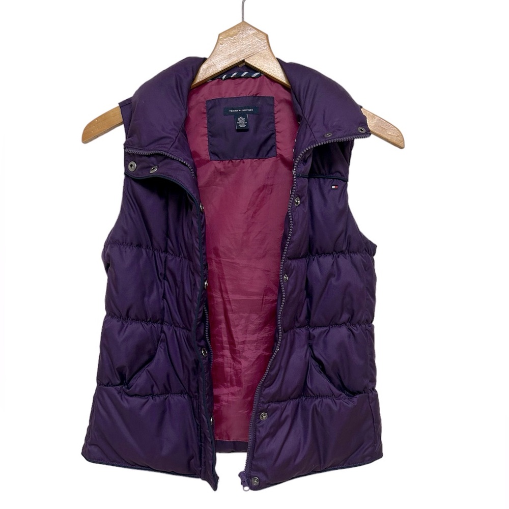 Tommy Hilfiger Puffer Vest/ Purple Funnel Neck Vest/EUC